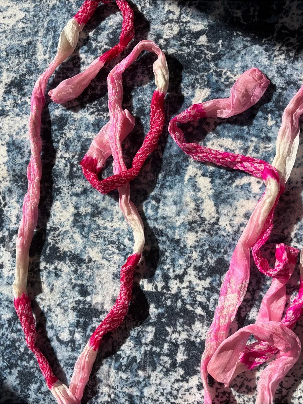Hand Dyed Japanese Silk Skinny Scarf | Ribbon Belt Hair Tie Boho Coquette